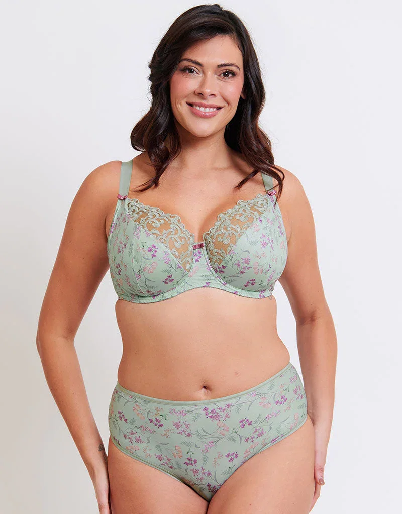 Flirtelle Swirl Balcony Bra Sage Green Print