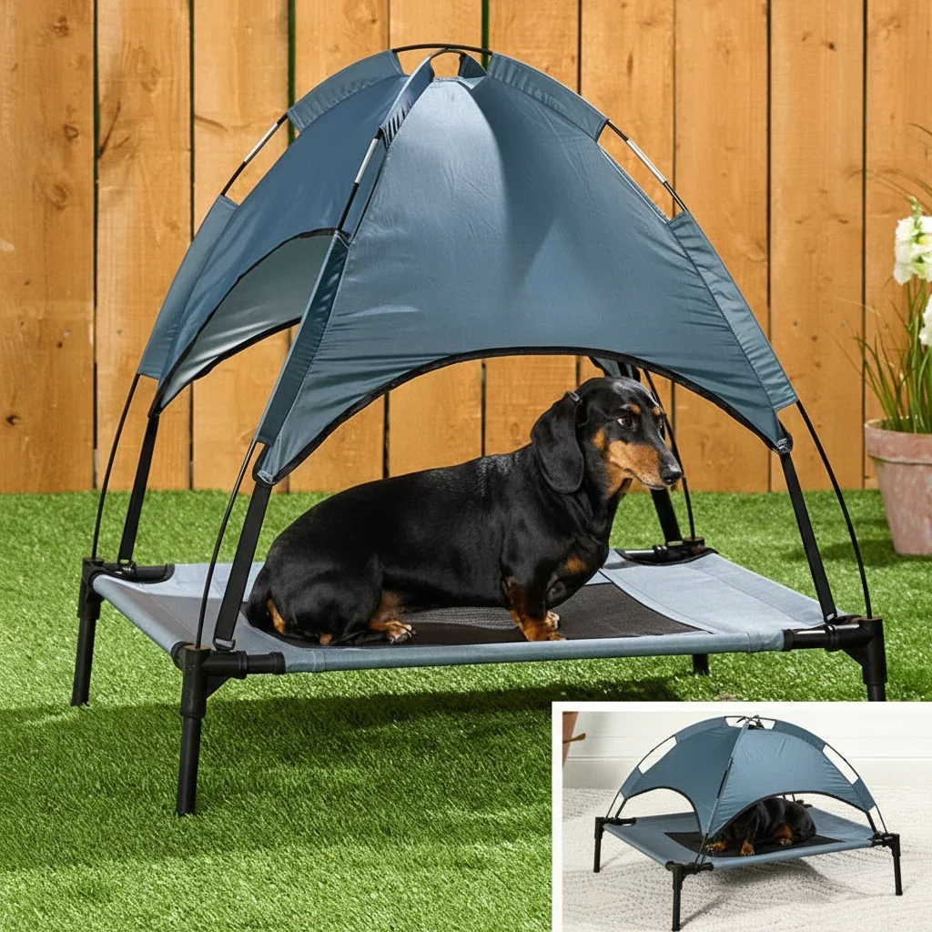 Image of Elevated Pet Bed with Canopy