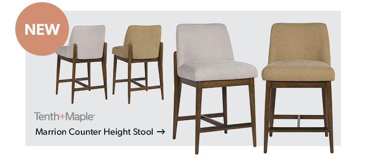 Featured NEW Tenth and Maple Marrion Counter Height Stool. Click to shop.