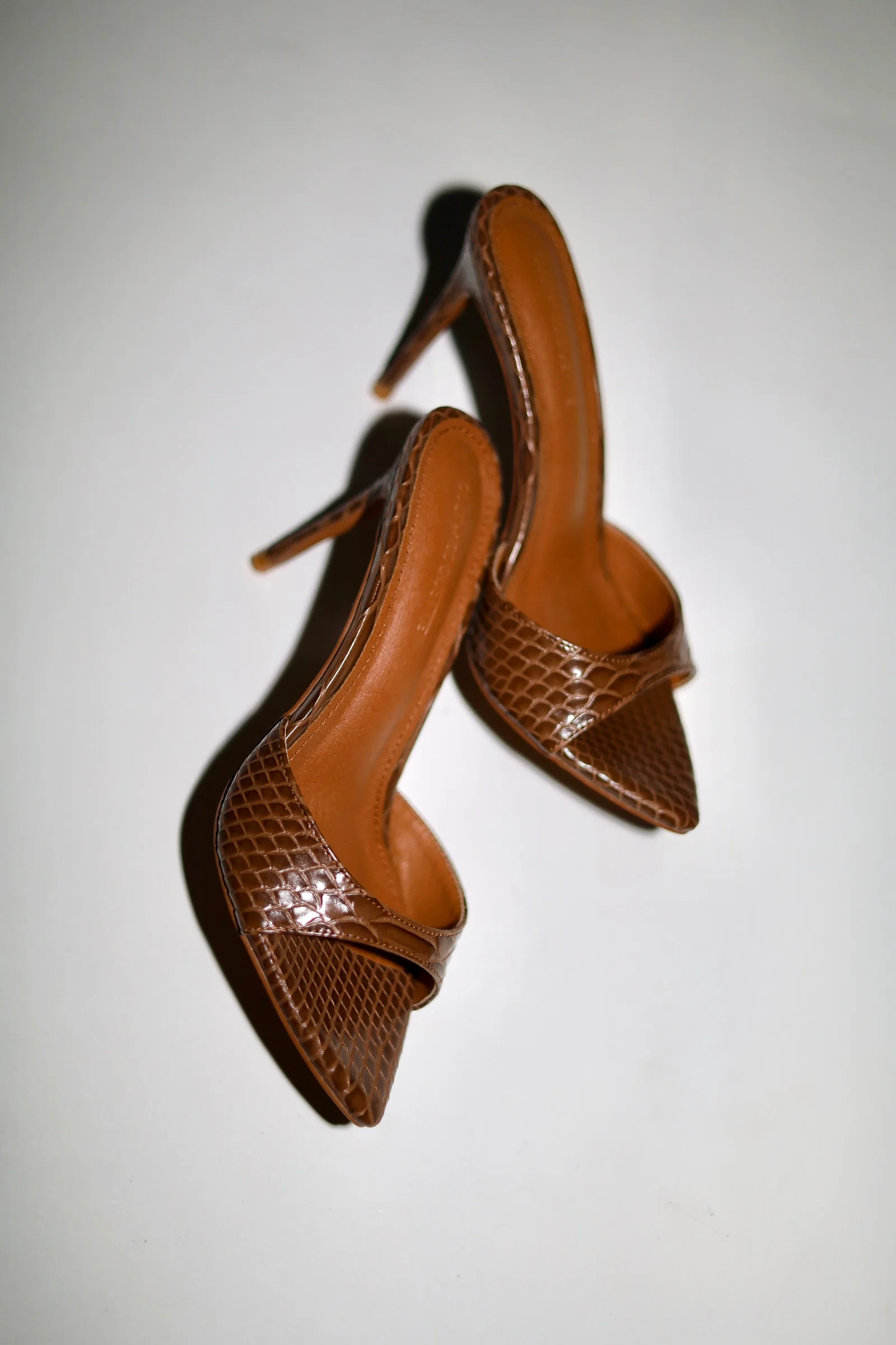 Image of Gia Brown Reptile Mules 80 mm