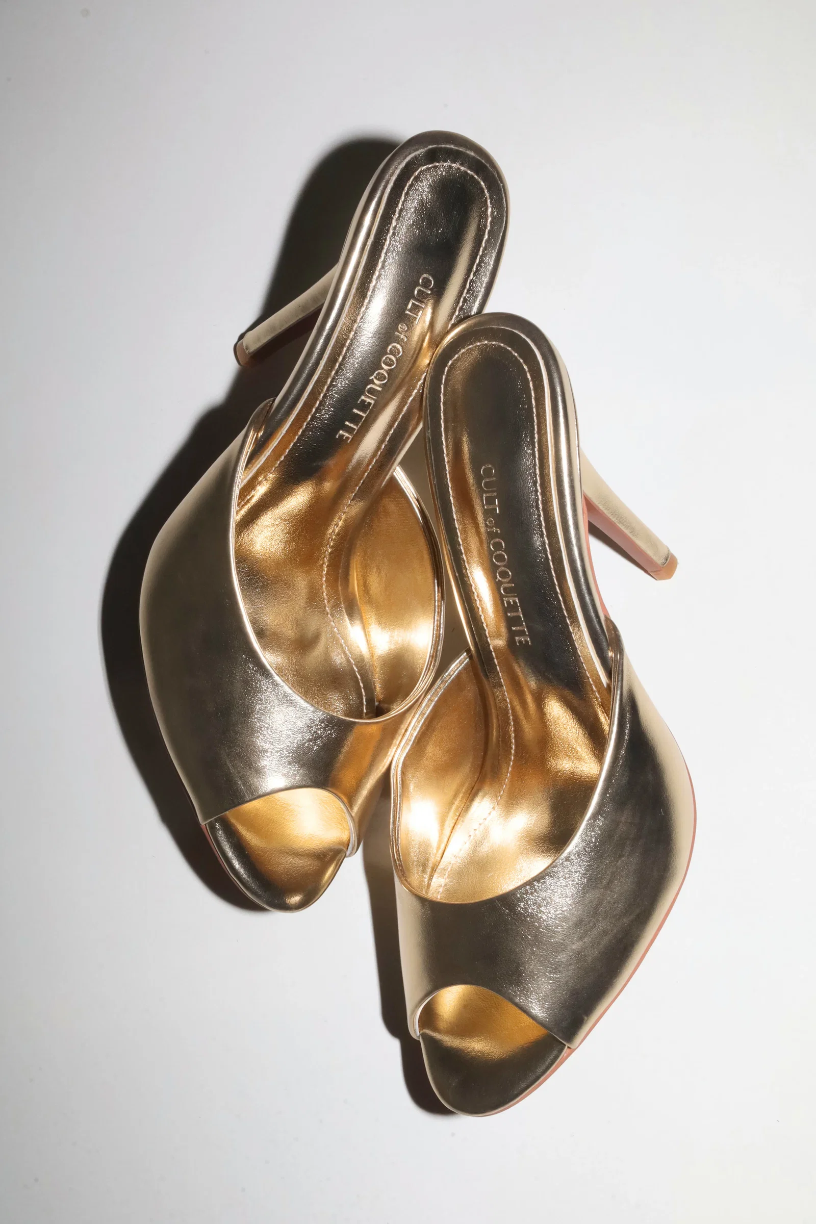 Image of Ford White Gold Leather Open Toe Mules
