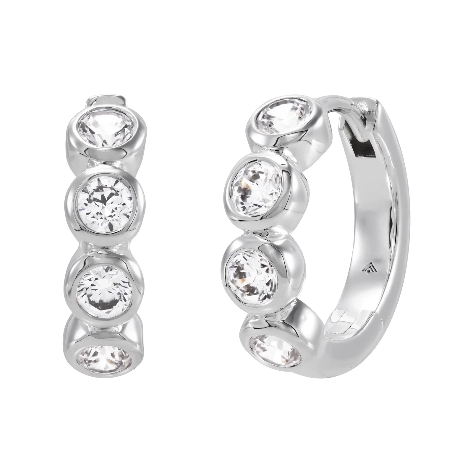 Bright Spot Hoop Earrings, White Cubic Zirconia
