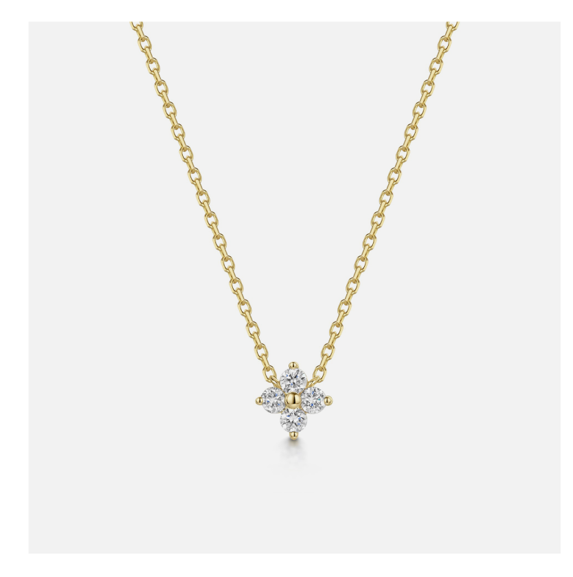 9ct Yellow Gold Round Brilliant 0.13ct Diamond Flower Pendant