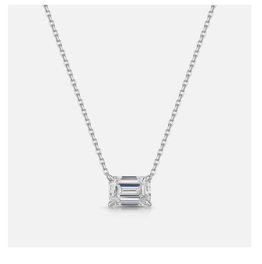 18ct White Gold East to West Emerald Cut 1.00ct Lab Grown Diamond Pendant