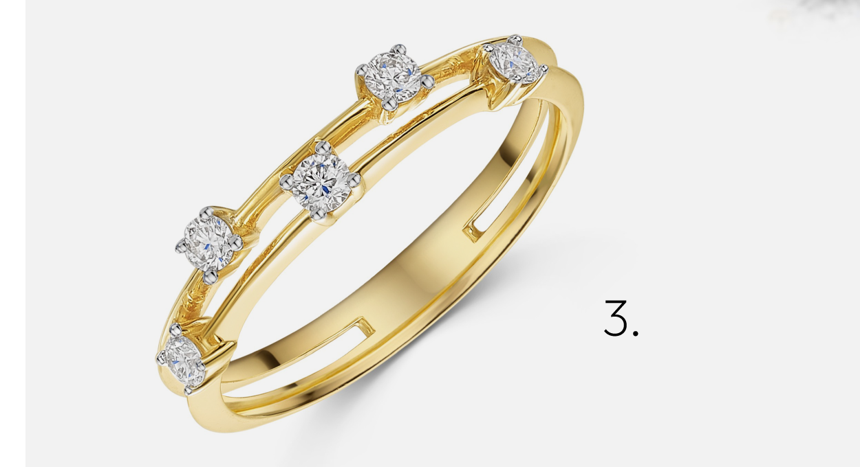 18ct Yellow Gold 0.23ct Round Brilliant Diamond Double Row Fancy Band