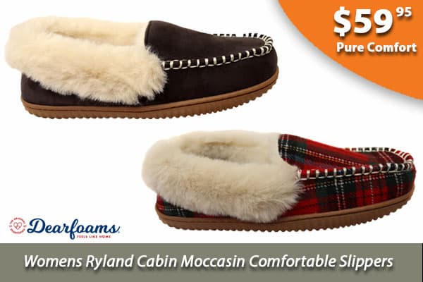 Dearfoams Womens Ryland Cabin Moccasin Comfortable Slippers