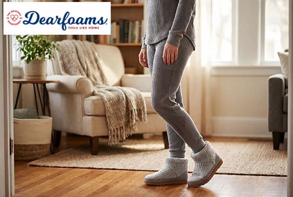 Dearfoams Womens Comfortable Whitney Knit Bootie Slippers