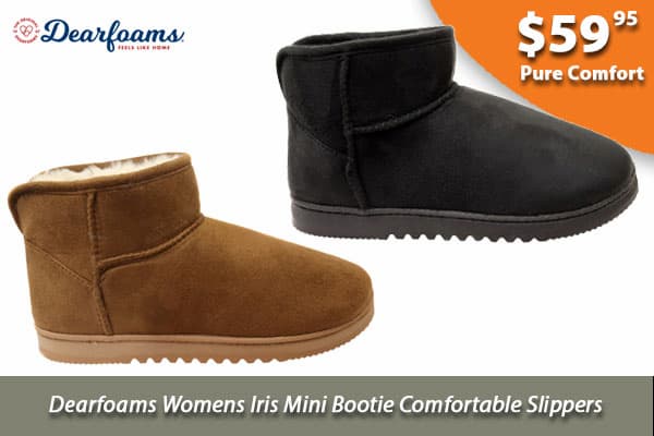 Dearfoams Womens Iris Mini Bootie Comfortable Slippers