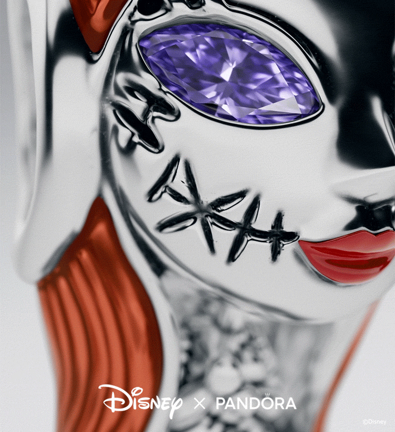 A GIF of the new sterling silver Sally charm from Disney Tim Burton’s The Nightmare Before Christmas