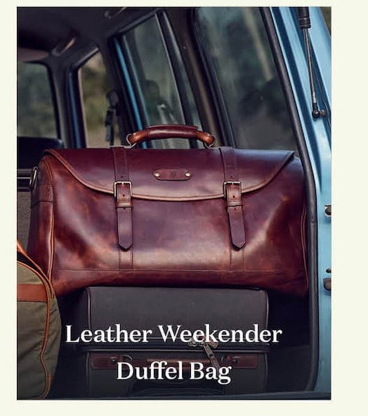 Leather Weekender Duffel Bag