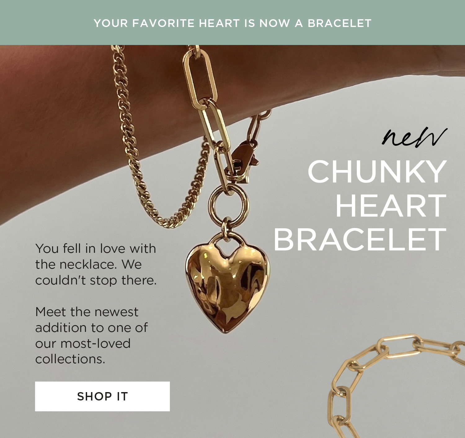 YOUR FAVORITE HEART IS NOW A BRACELET | new CHUNKY HEART BRACELET | You fell in love with the necklace. We couldn't stop there. Meet the newest addition to one of our most-loved collections. | SHOP IT