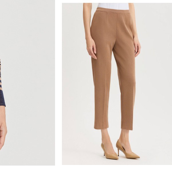 Knit Straight-Leg Ankle Pants, Warm Taupe