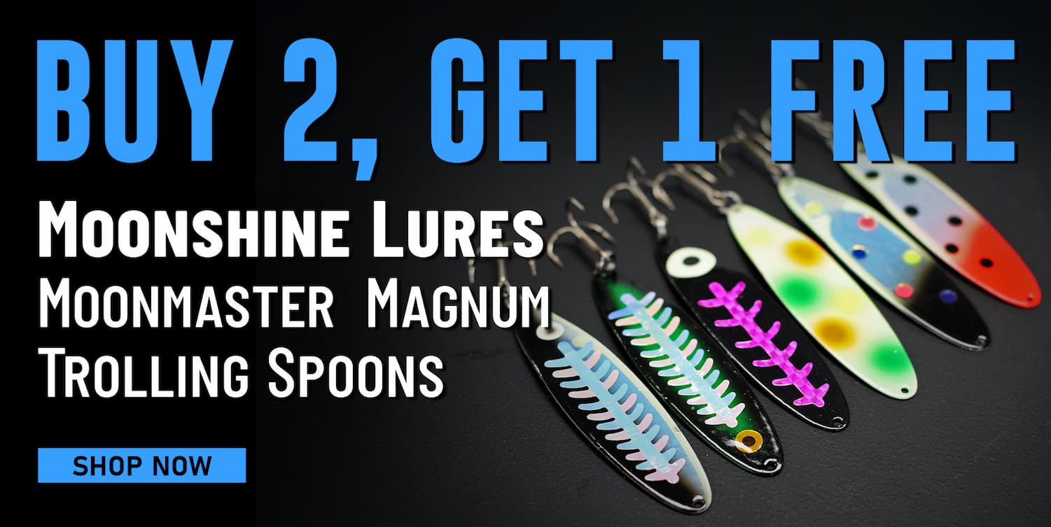 Buy 2, Get 1 Free Moonshine Moonmaster Magnum Trolling Spoons Shop Now