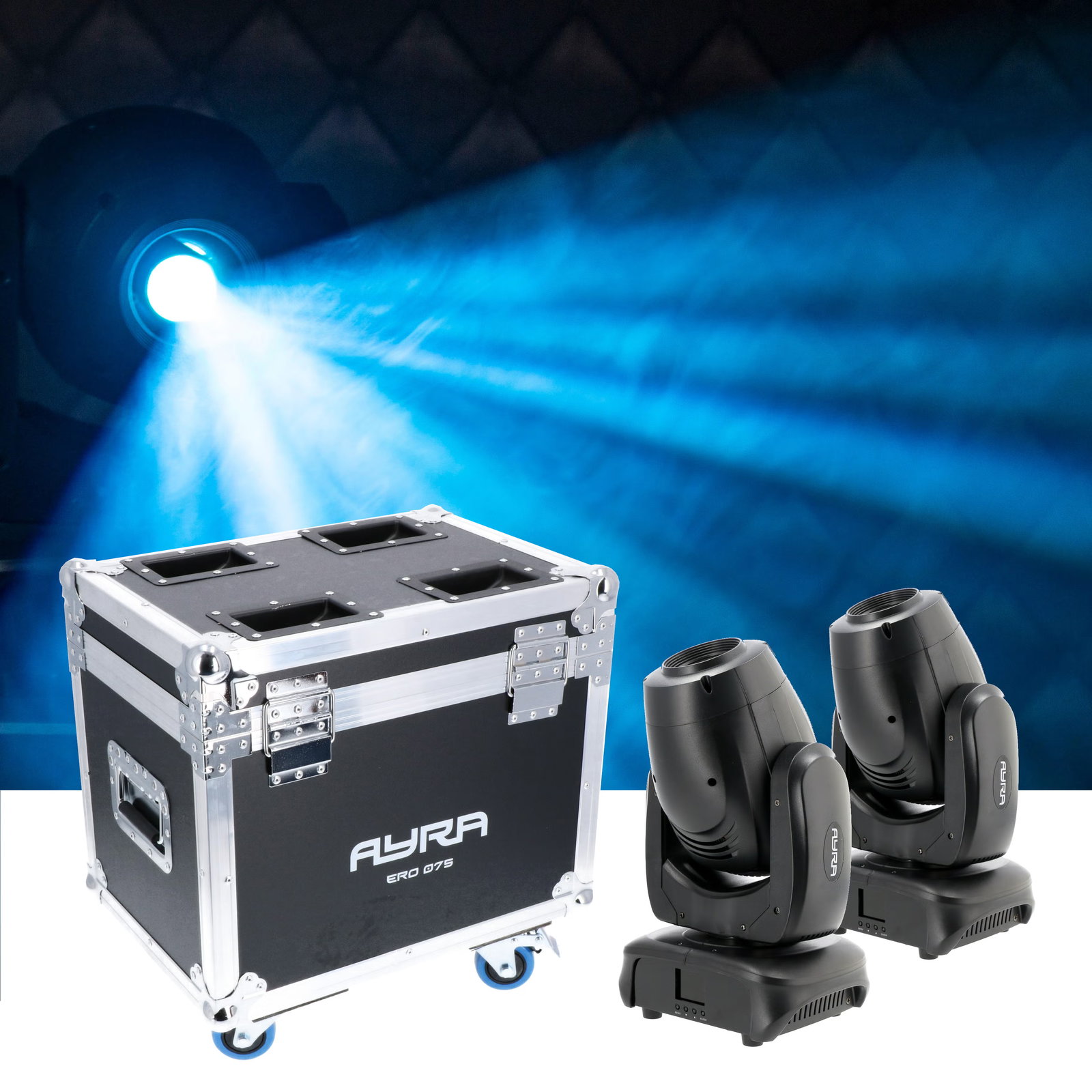 Ayra ERO 075 LED 2x Moving Heads + Flight Case Bundle