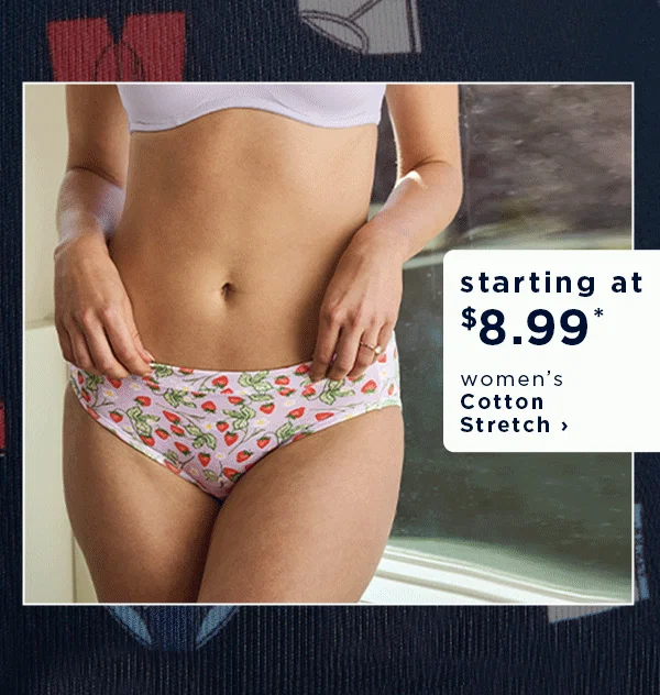 starting at $8.99 women's cotton stretch