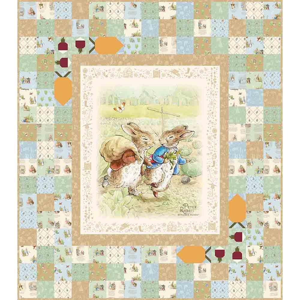 Image of Peter's Garden Adventures - Bluebird Patterns - Peter Rabbit and Benjamin Bunny - Riley Blake Designs - Box Quilt Kit