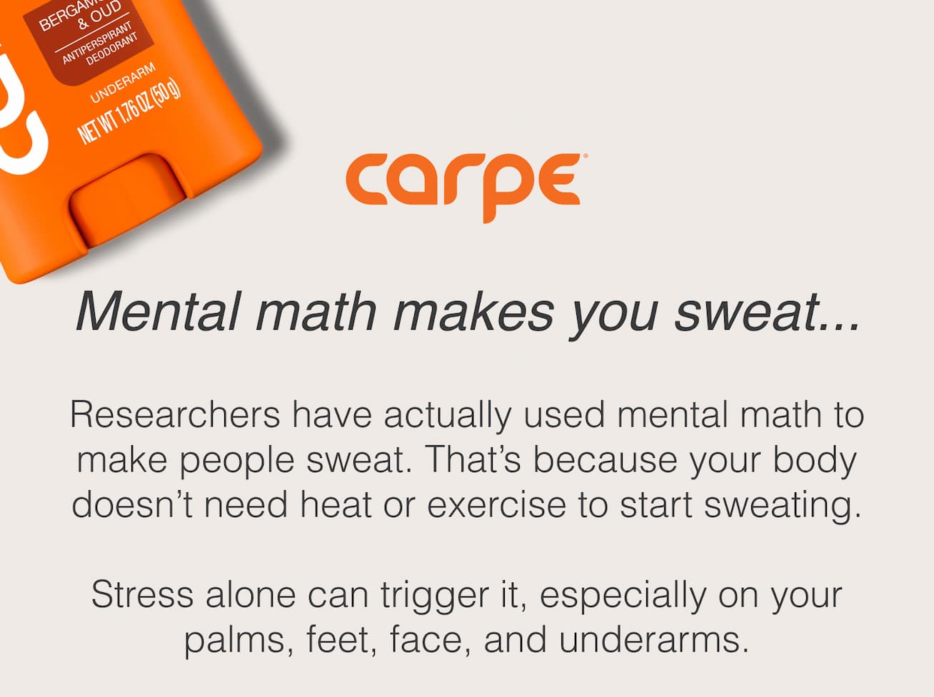 Mental math makes you sweat