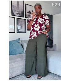 EVANS Curve Khaki Green Tie Waist Wide Leg Trousers