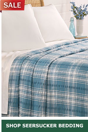 Shop Seersucker Bedding. Sale: Plaid Cotton Seersucker Bedspread