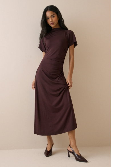 Chocolate Brown Jersey Niamh Midi Dress