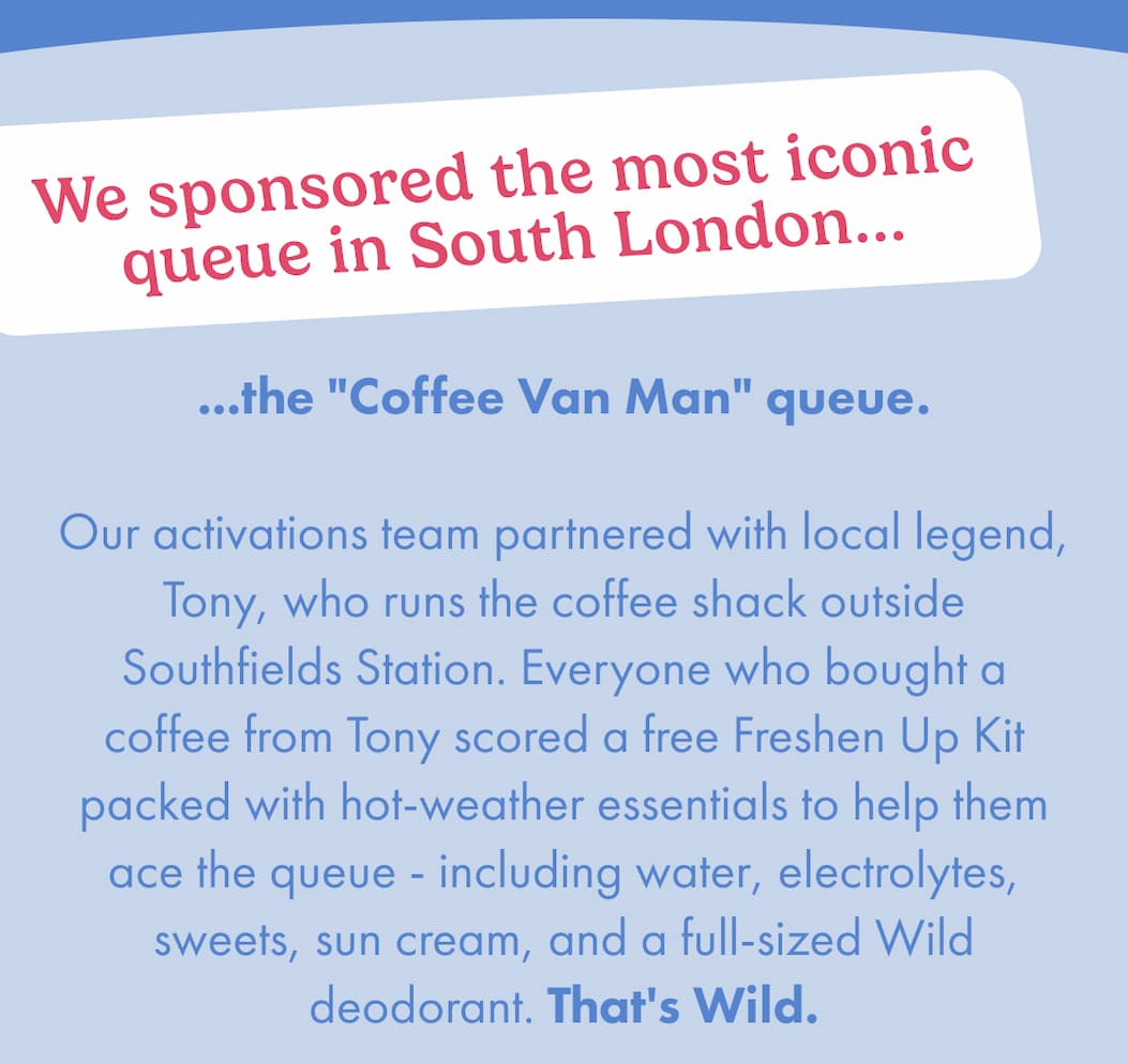 We sponsored the most iconic queue in Wimbledon... the "Coffee Van Man" Queue