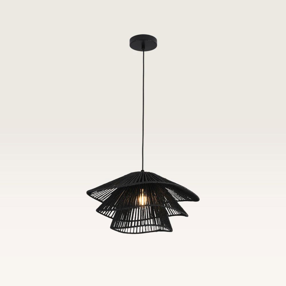 Pendant lamp Avanta nero tre - Black lamp made from braided paper cord - Does not include a light bulb and is for indoor use - Three layers
