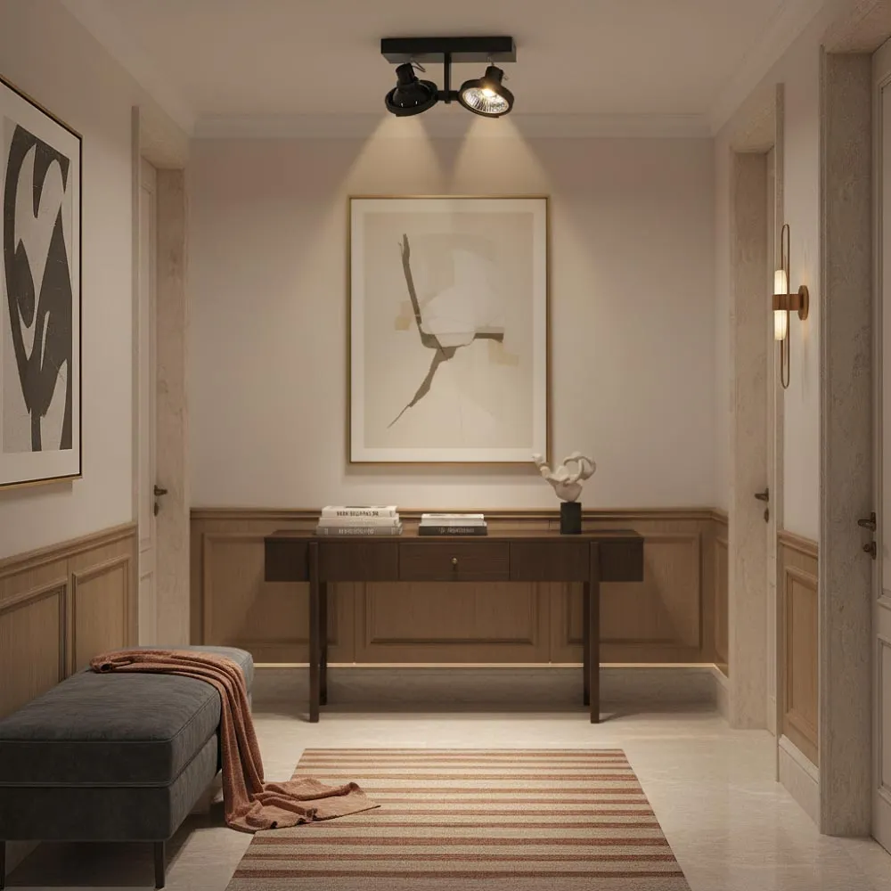 Ceiling light Telesto nero II - AR111 fitting - IP20 for indoor use - Black - Aluminium - Double spotlight