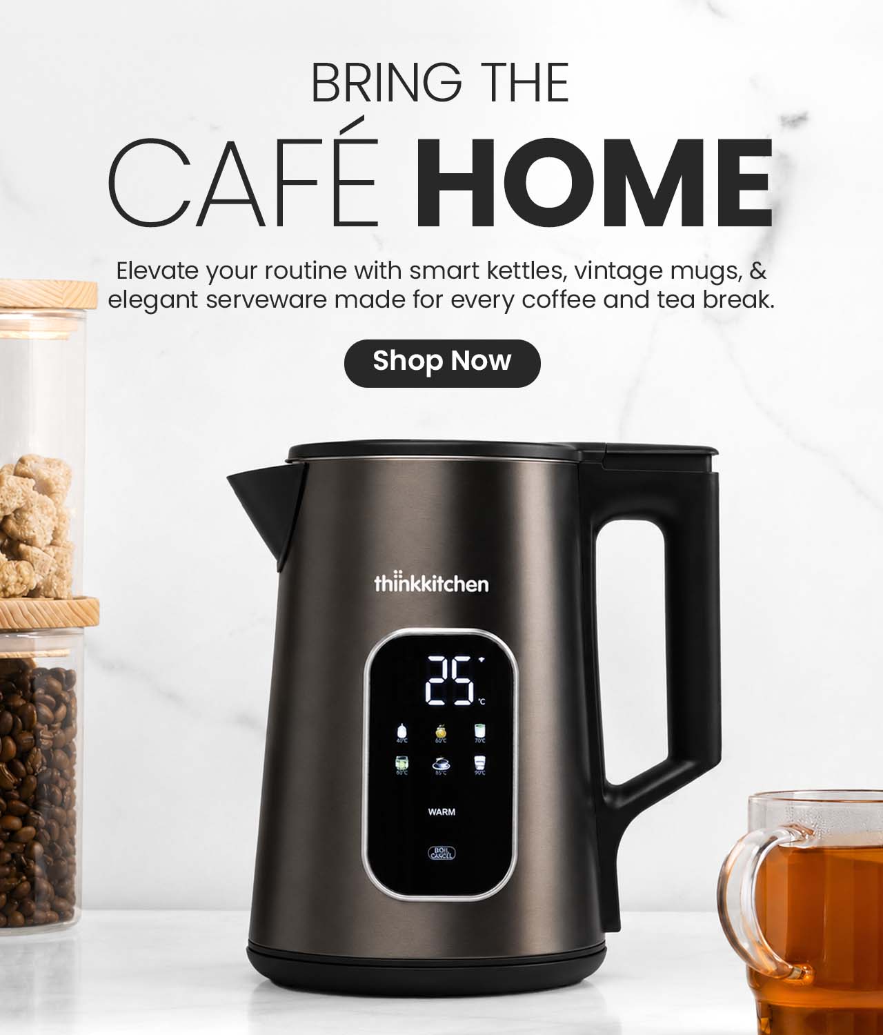 Bring the Café Home. Shop smart kettles, vintage mugs, and elegant serveware for every coffee and tea break.