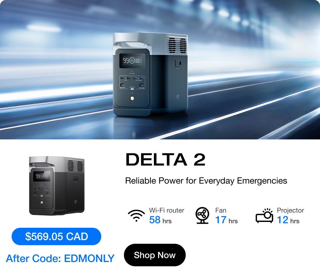 " $4,999 $5,399 "	"DELTA Pro Ultra + 2 × 400W Solar Panel 6kWh for 1-3 days of whole-home power, with 2 × 400W solar charging to stay powered longer." "Washing Machine 9.8 hrs"	"Drver 3.1 hrs"	"Fridge 74.2 hrs"