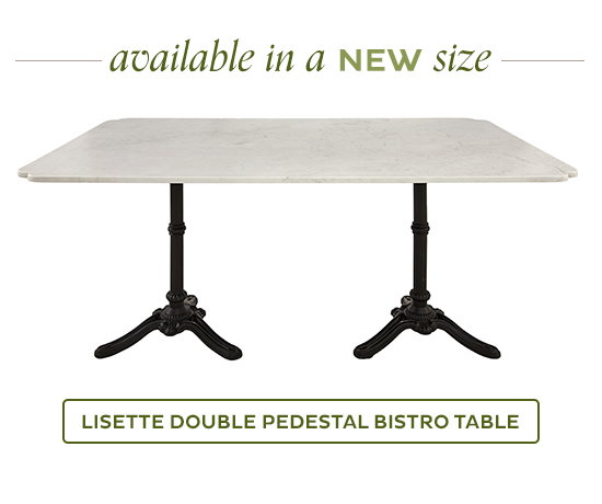 Available in a NEW size - Lisette Double Pedestal Bistro Table - Shop Now