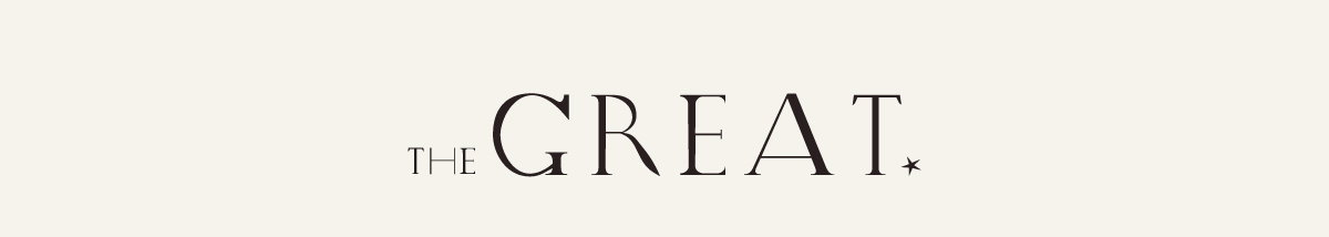 The words "THE GREAT" in elegant black serif typography centered on a light cream background, with a small star symbol following the word "GREAT."