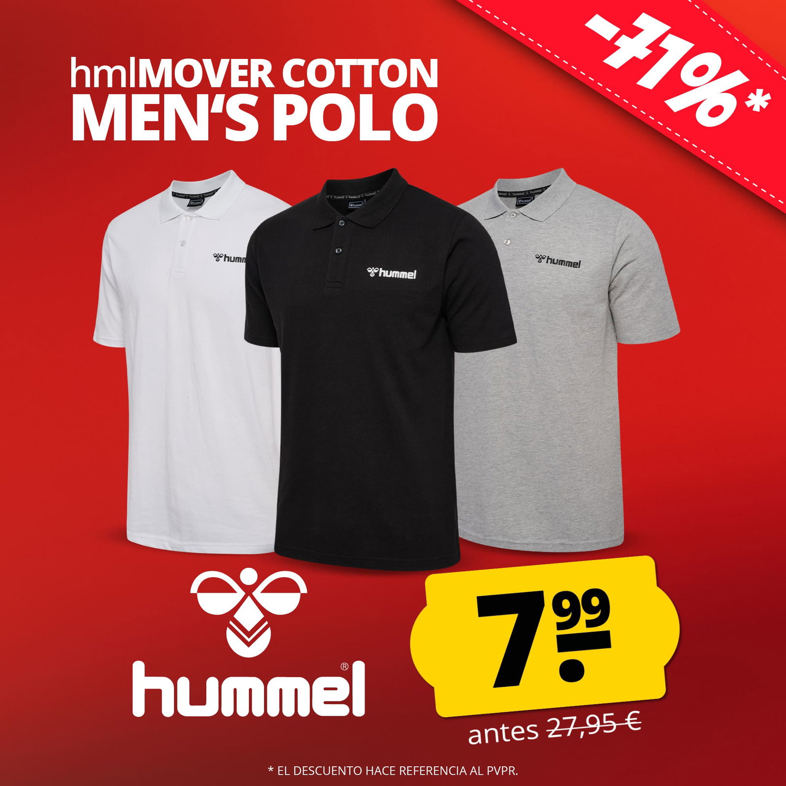 hummel mover algodon hombre polo camisa