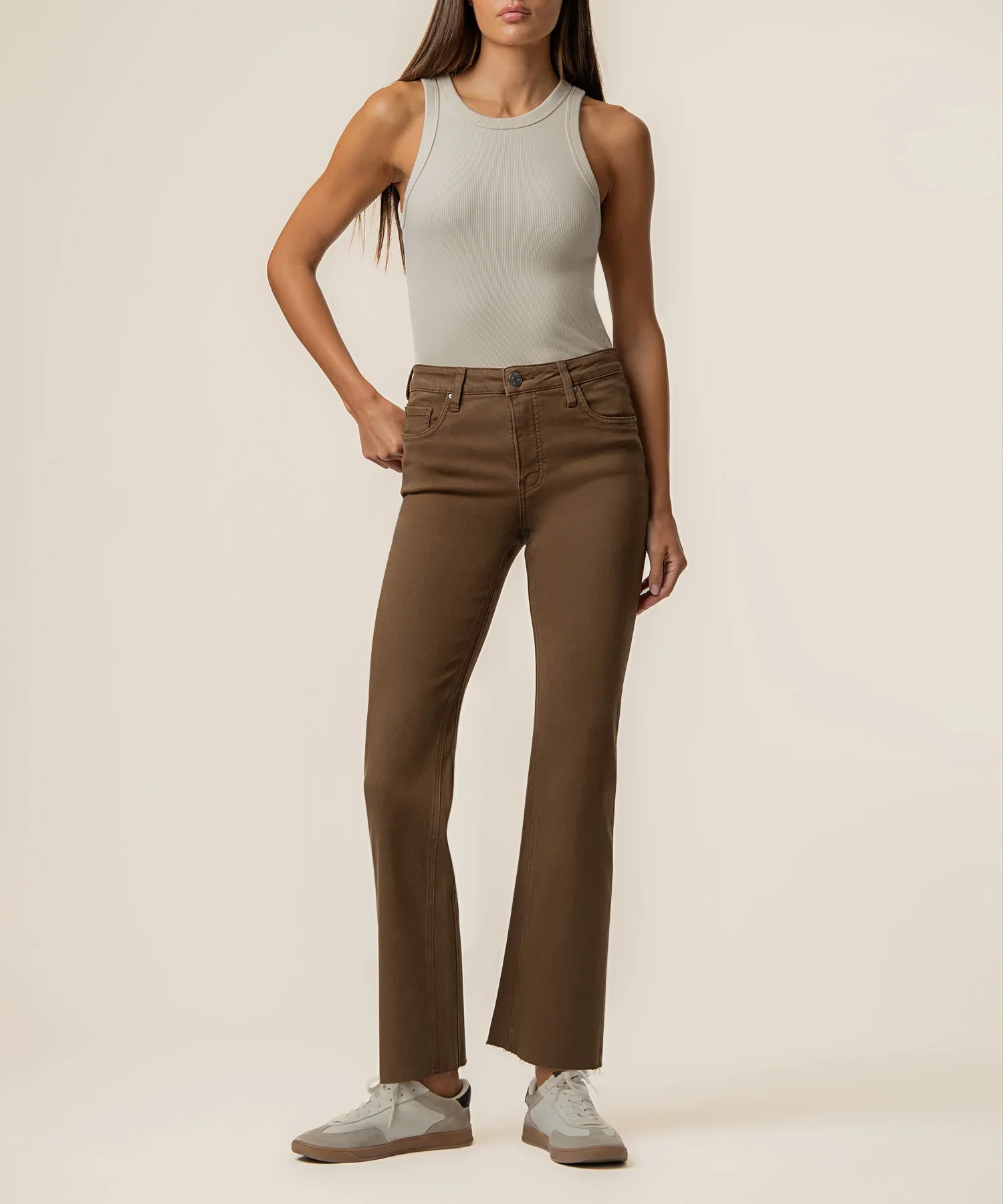 Image of Kelsey High Rise Ankle Flare in Pecan