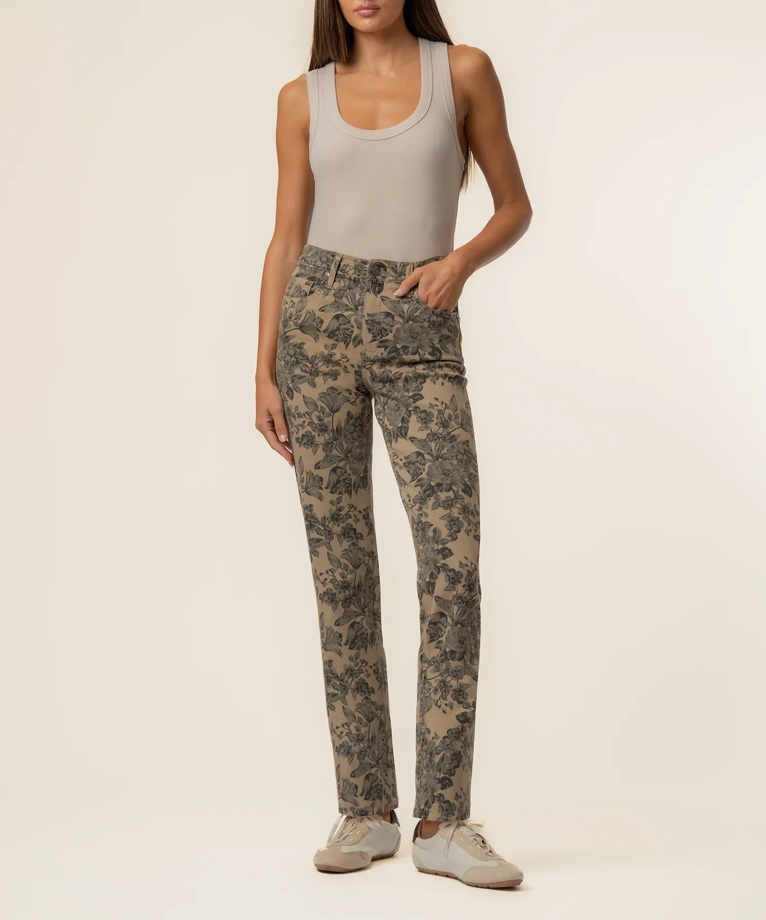 Image of Blair Twill High Rise Straight Leg in Sand