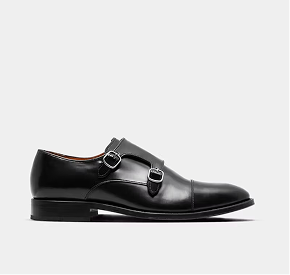 Black Double Monk Strap Shoe