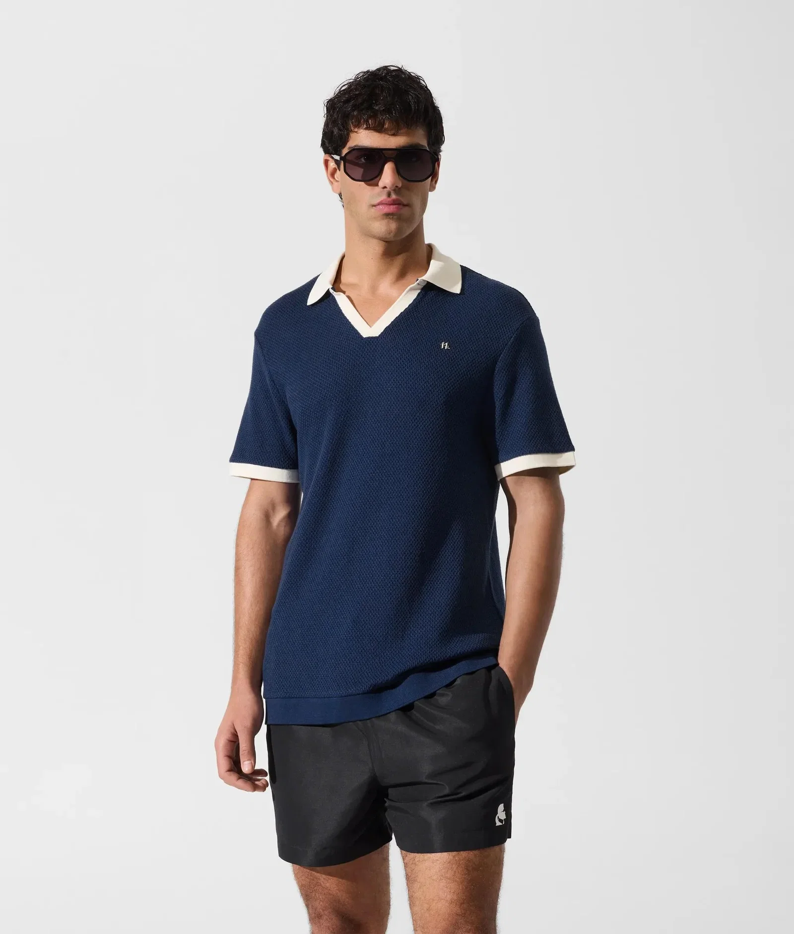 Image of Metal Monogram crochet polo shirt