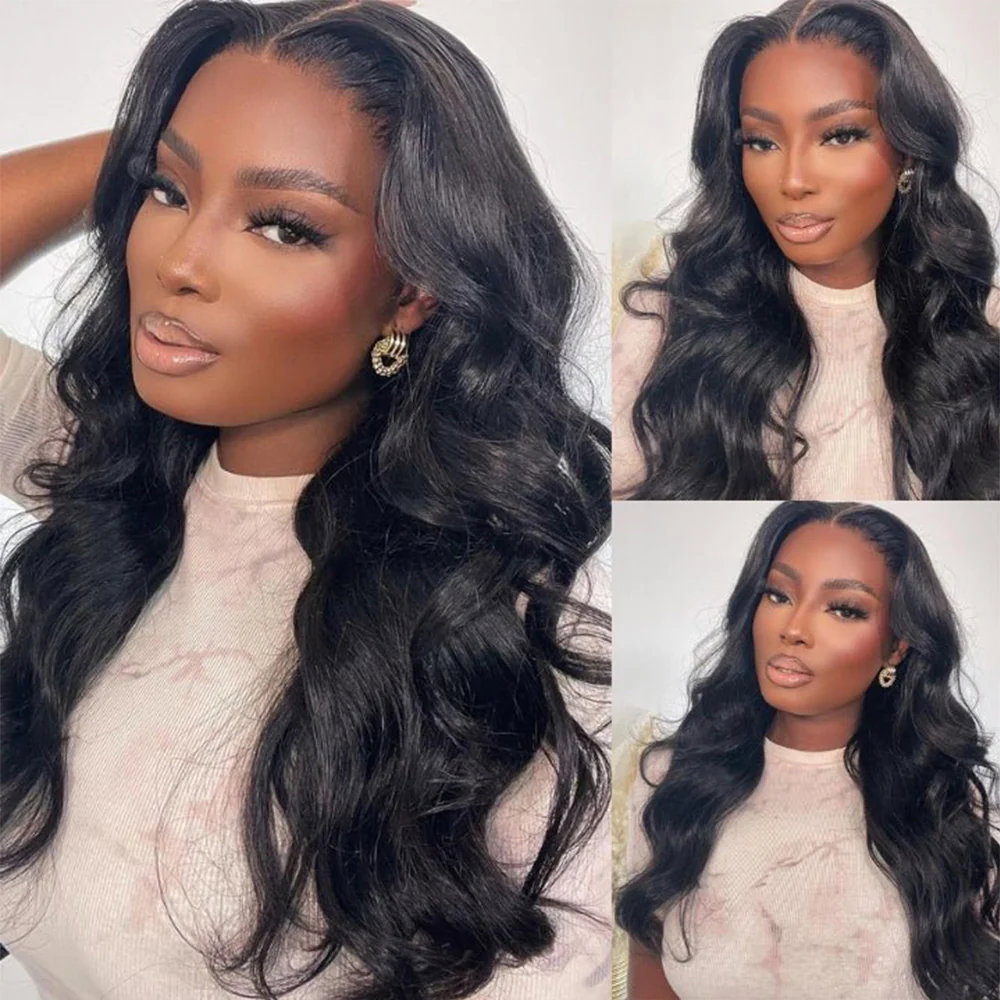 6x5 Invisible Knots Glueless Body Wave Wigs Pre-cut Lace Natural Black Breathable Cap