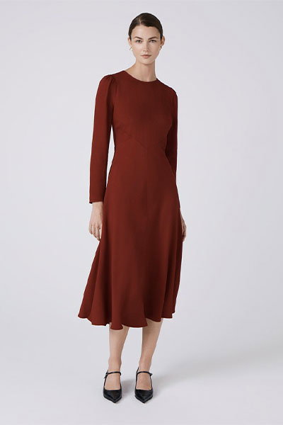 Kiara Crepe Round Neck Midi Dress
