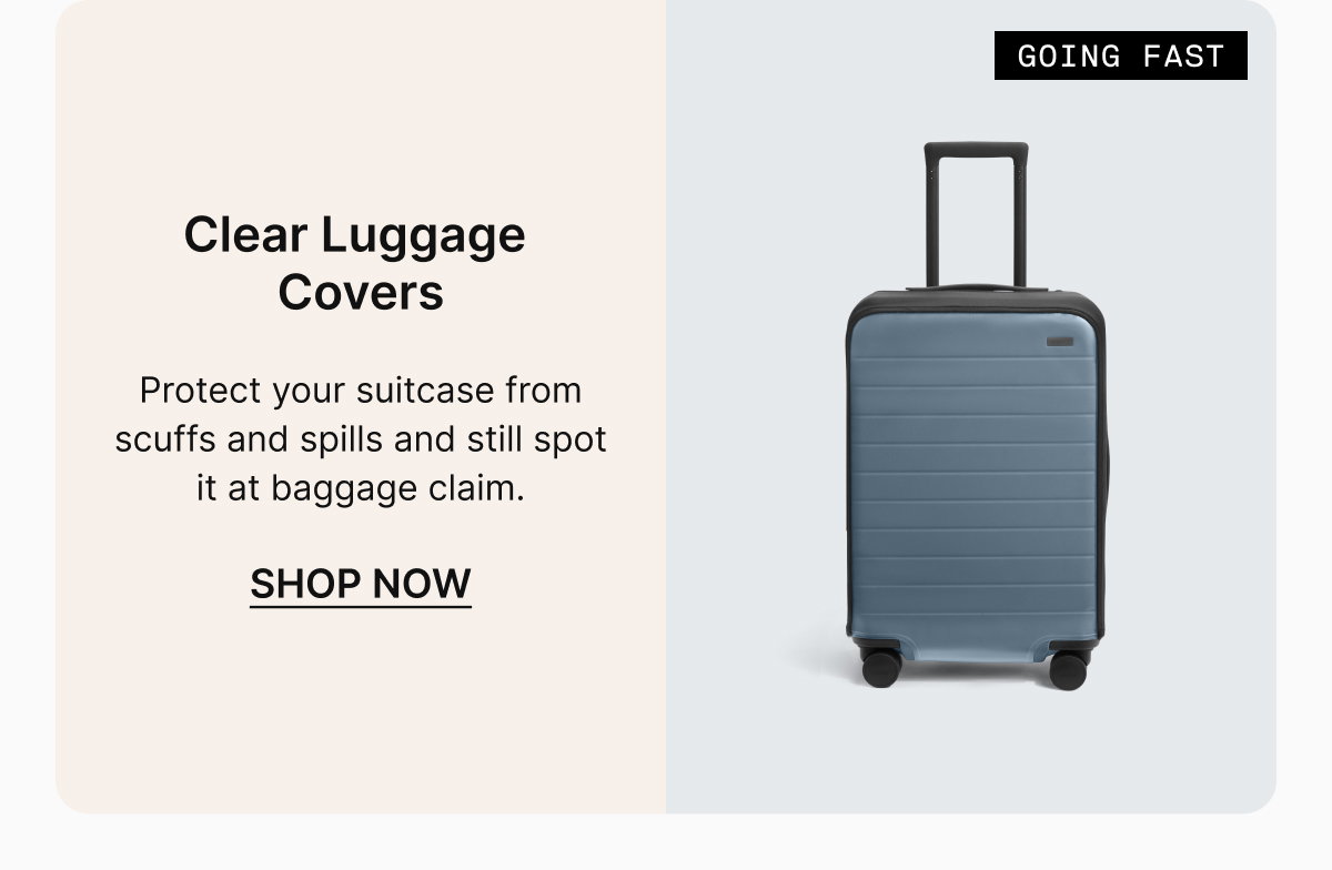Clear Luggage Covers |  Protect your suitcase from scuffs and spills and still spot it at baggage claim.