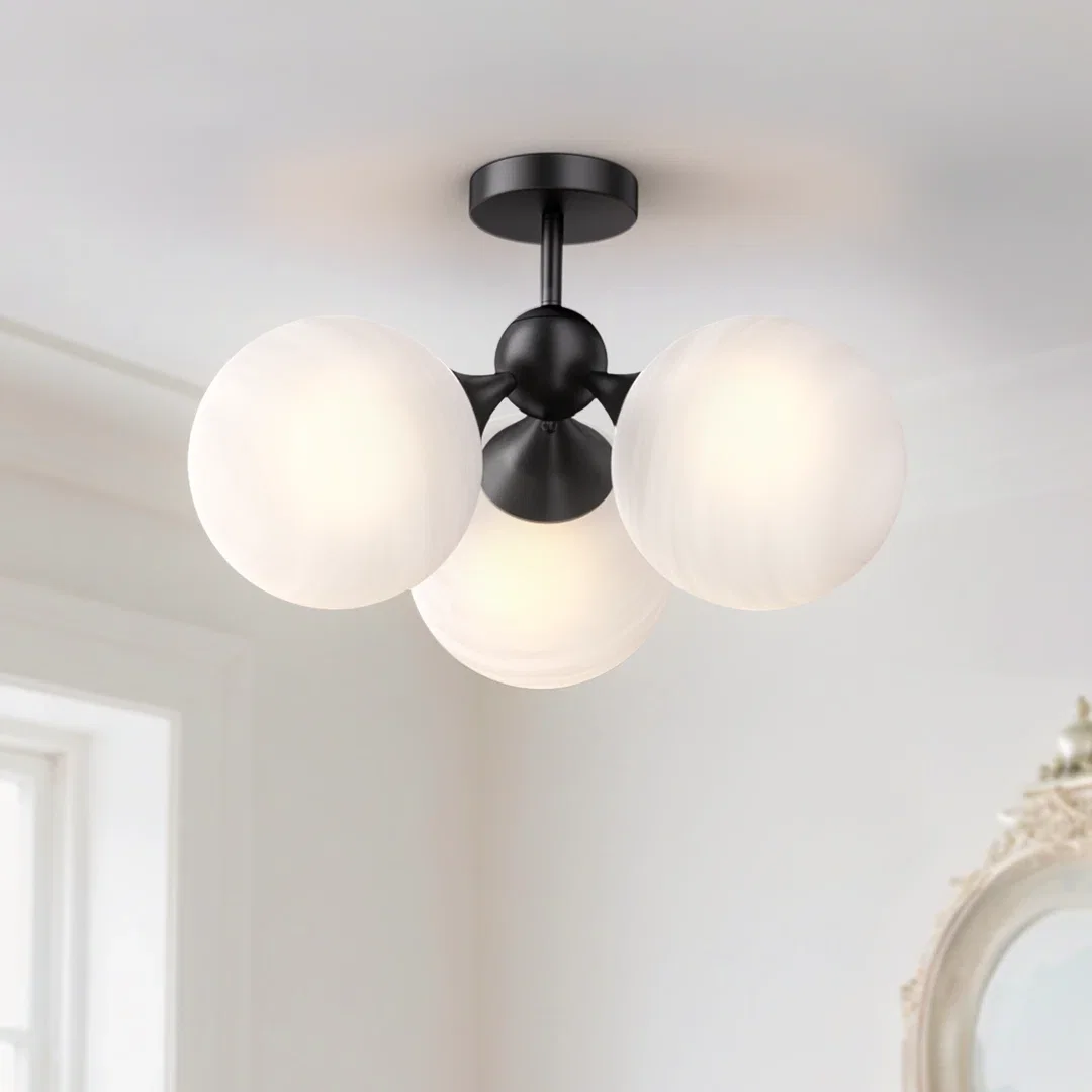 Lio 21" 3-Light Wrought Iron Semi Flush Mount