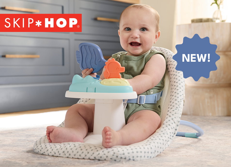 SKIP*HOP® | NEW!| SEASCAPE 2-IN-1 FLOOR SEAT | Designed to promote healthy posture and freedom of movement, our ergonomic seat lets baby play, snack & hang with the fam! | Shop Now