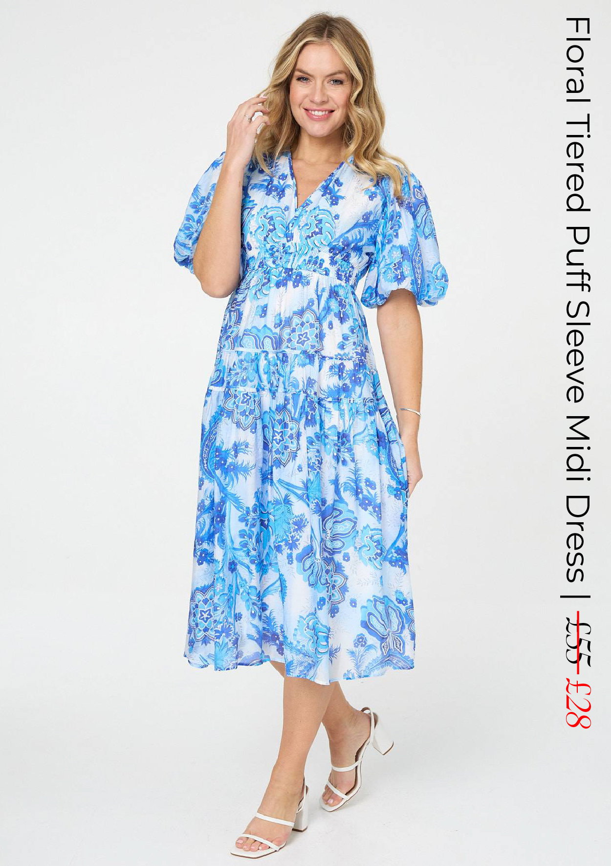 Floral Tiered Puff Sleeve Midi Dress | Shop Now