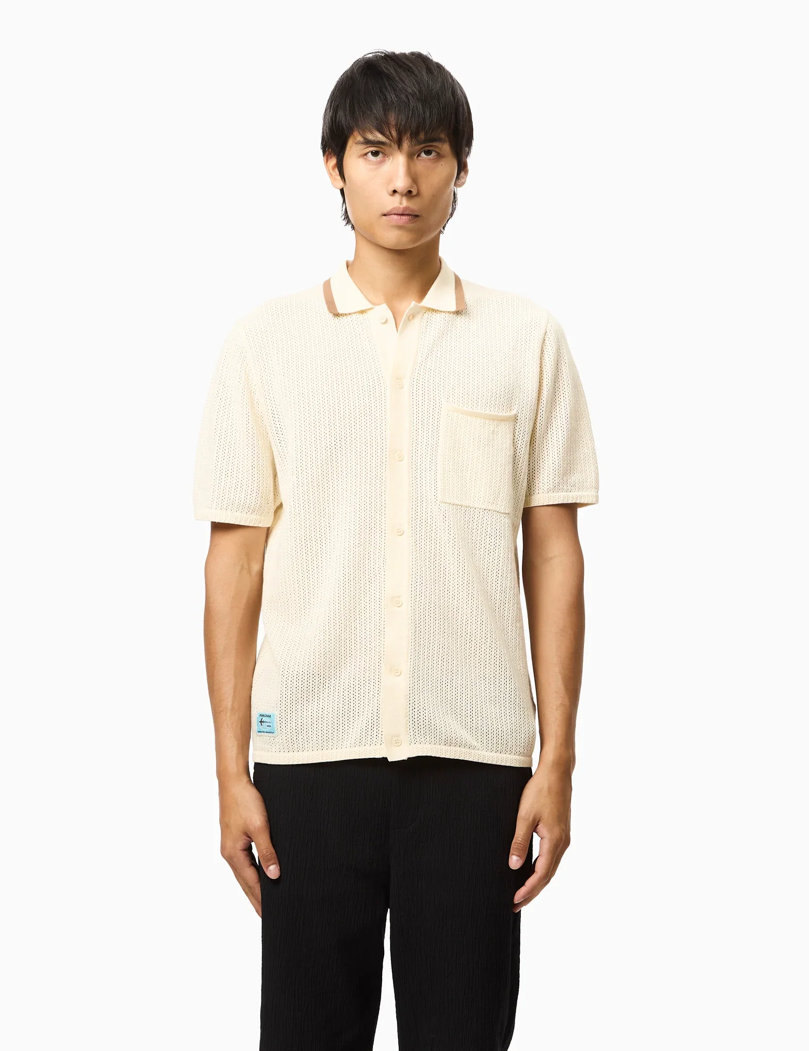 Image of Percival Alfie Knitted Polo Ecru