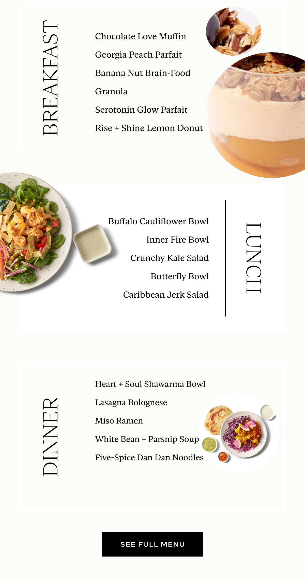Menu Images and list