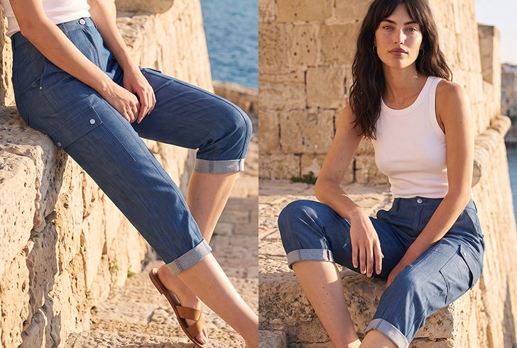 Cropped Cargo Stretch Trouser