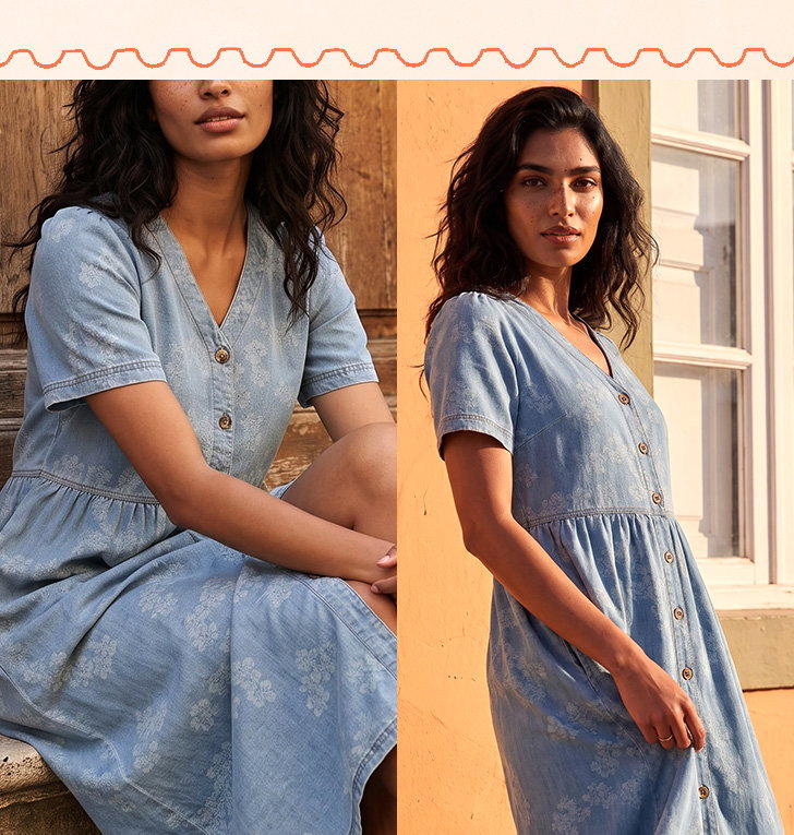 Floral Denim Shirt Dress