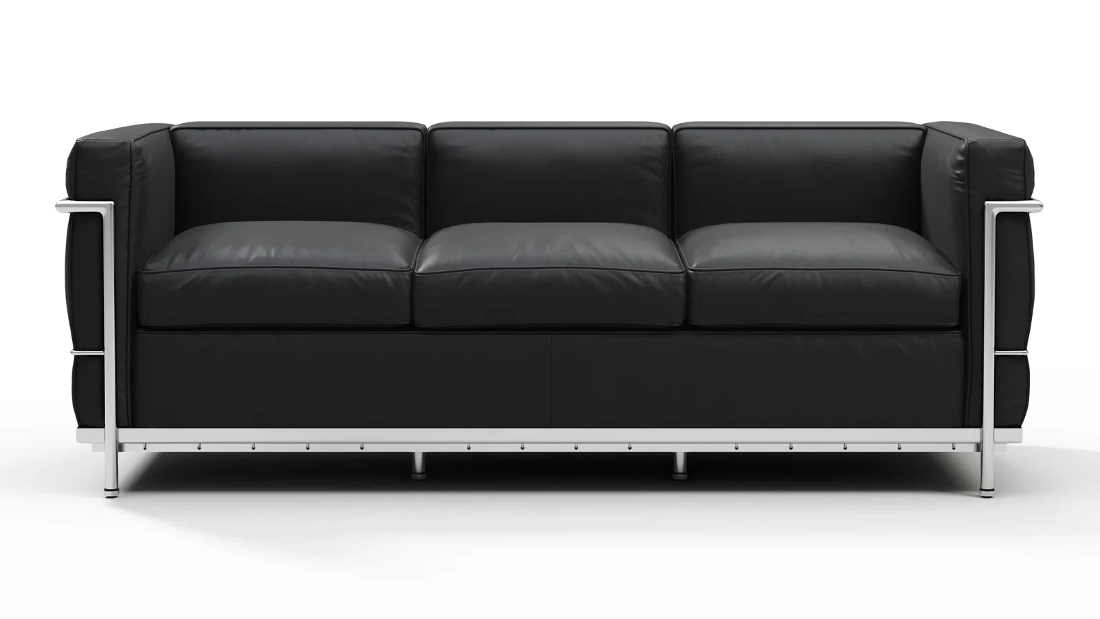 Image of Corbusier - Corbusier Petit Modele Three Seater Sofa, Vintage Black Vegan Leather | FINAL SALE