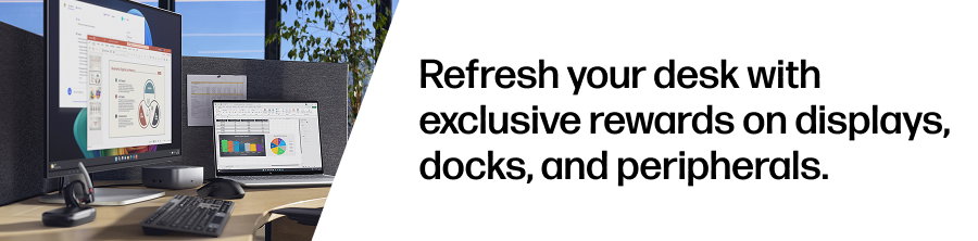 Refresh your desk with exclusive rewards on displays, docks, and peripherals.