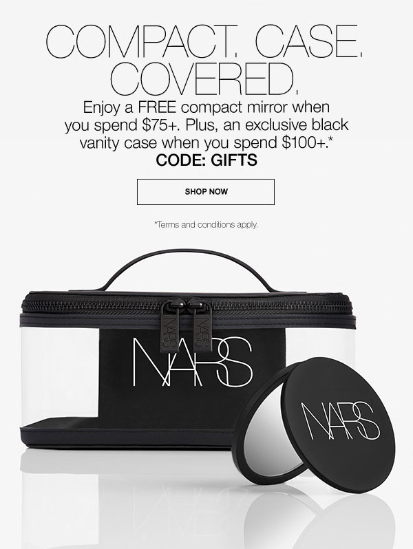 Enjoy a FREE compact mirror with $75+. Plus, an exclusive black vanity case with $100+.* CODE: GIFTS