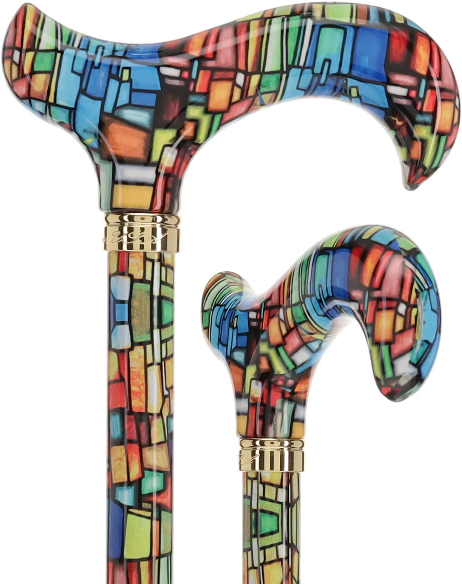 Image of Mosaic Stained: Designer Adjustable Cane w/ Patterned Handle